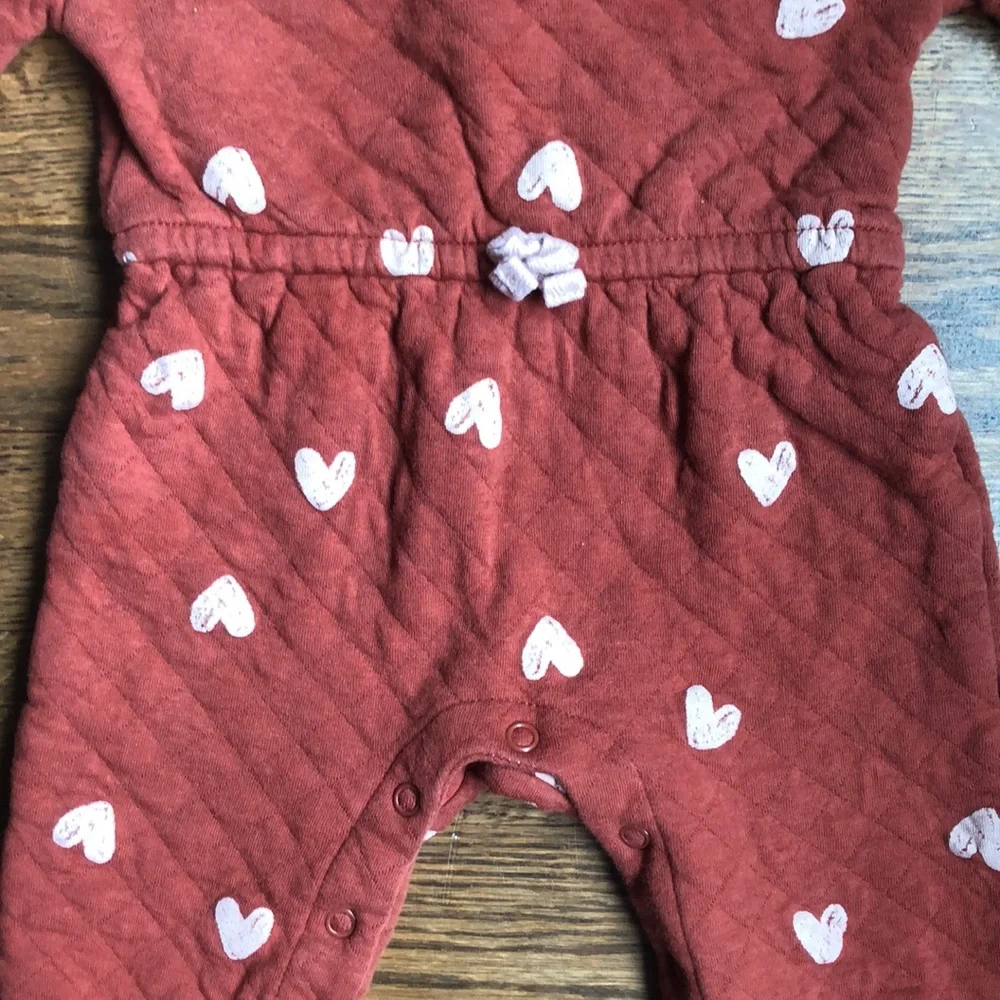 Carters Heart Quilted Baby Girl Jumpsuit, Size 6 Months